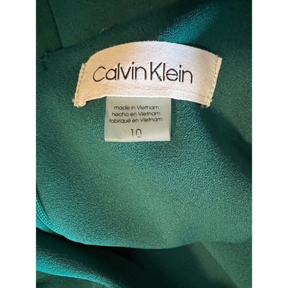 Calvin Klein Dress 10 Green Scuba Flutter Sleeve Stretch Career Church - Picture 9 of 11